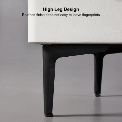 HMR Modern Nightstand with Drawers & Sintered Stone Top Freestanding Bedside Table - Gray, Left Hand