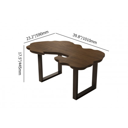 HMR - Rustic 39.8" Live-Edge Coffee Table Walnut & Black with Wooden Tabletop & Metal Base