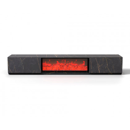 HMR Sintered Stone Electric Fireplace TV Stand & Coffee Table Set - Black, 78.7"W x 15.4"D x 15.4"H