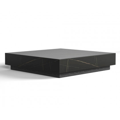 HMR Sintered Stone Electric Fireplace TV Stand & Coffee Table Set - Black, 78.7"W x 15.4"D x 15.4"H