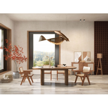 HMR Japandi Oval Extendable Dining Table - Walnut, 63"-79" (seats 4-6)