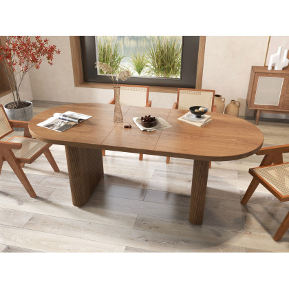 HMR Japandi Oval Extendable Dining Table - Walnut, 63"-79" (seats 4-6)