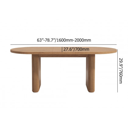HMR Japandi Oval Extendable Dining Table - Walnut, 63"-79" (seats 4-6)