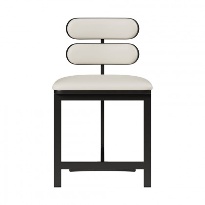 HMR - Set of 4 Modern Dining Chairs with Faux Leather Upholstery White