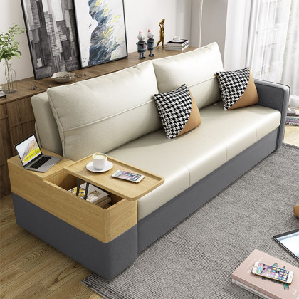 HMR - 77" Queen 2-Seater Sleeper Sofa with Lift Top End Table