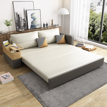 HMR - 77" Queen 2-Seater Sleeper Sofa with Lift Top End Table