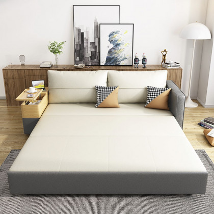 HMR - 77" Queen 2-Seater Sleeper Sofa with Lift Top End Table
