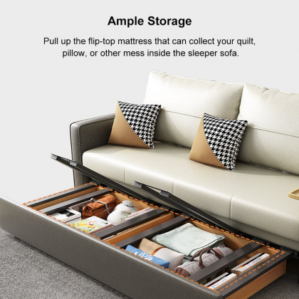 HMR - 77" Queen 2-Seater Sleeper Sofa with Lift Top End Table