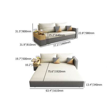 HMR - 77" Queen 2-Seater Sleeper Sofa with Lift Top End Table