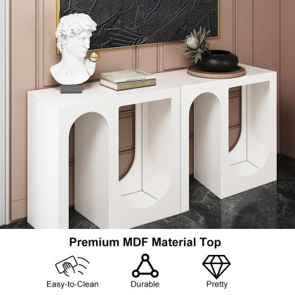 HMR - 63”Modern Arched Console Table White Wooden Entryway Table