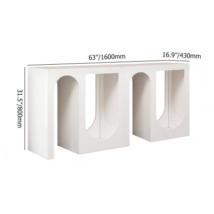 HMR - 63”Modern Arched Console Table White Wooden Entryway Table