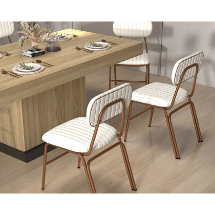 HMR Modern Dining Chairs with Faux Leather Upholstery (Set of 4) - White