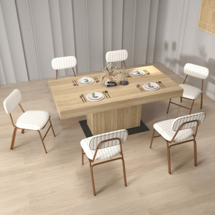 HMR Modern Dining Chairs with Faux Leather Upholstery (Set of 4) - White