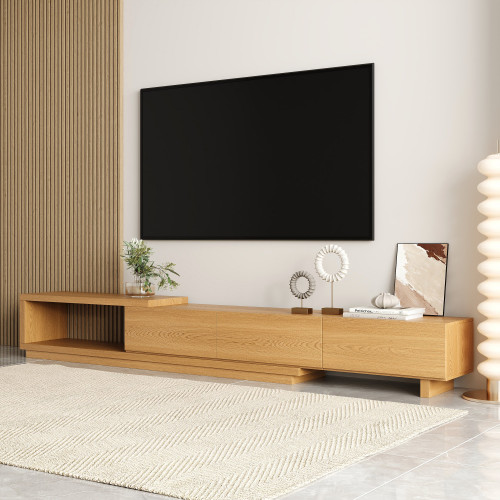 HMR Quoint Extendable TV Stand with 3 Drawers (71"-100") - Natural, MDF