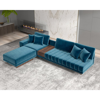 HMR - 126" L-Shaped Modular Sectional with Chaise & Ottoman
