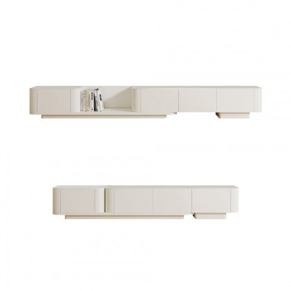 HMR 118.1" Modern Wood Extendable TV Stand with 4 Drawer Media Console - Off White