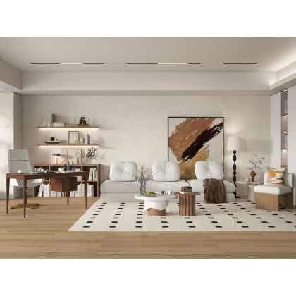 HMR - Yarnic 2-Piece Round Wood Coffee Table Set with Fluted Base in White & Walnut