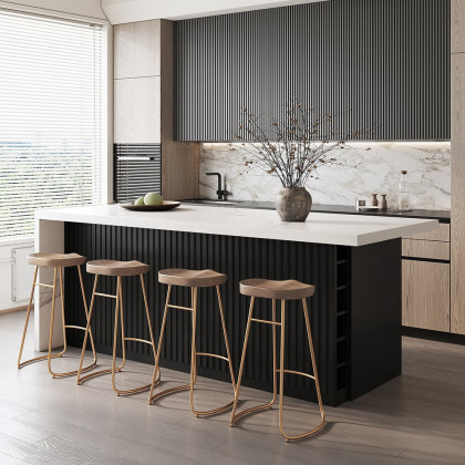 HMR Kitchen Island with Storage - White & Black, 72“/1830mm, Engineered Wood