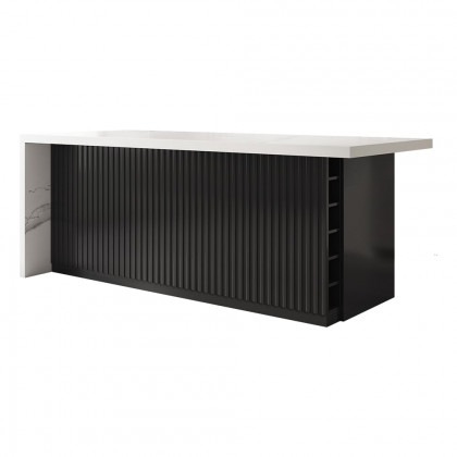 HMR Kitchen Island with Storage - White & Black, 72“/1830mm, Engineered Wood