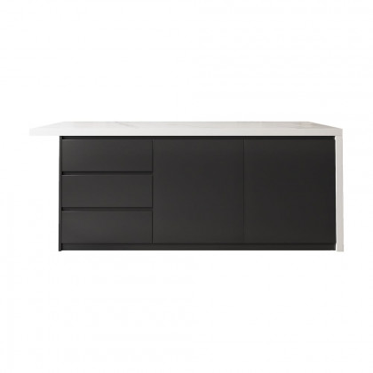 HMR Kitchen Island with Storage - White & Black, 72“/1830mm, Engineered Wood