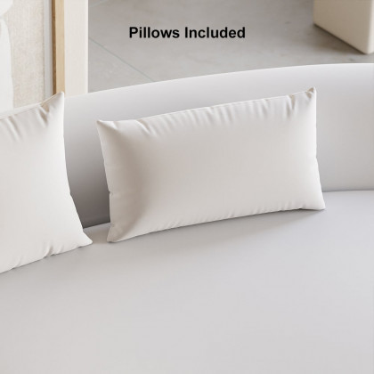 HMR 109" 2-Piece Curved Sectional Sofa with Pillows - White, Leather