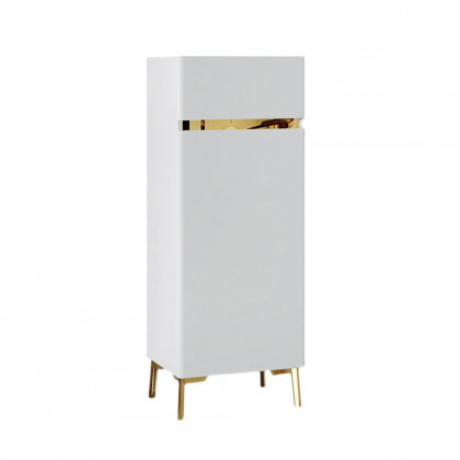 HMR - White Tall Shoe Cabinet with 5 Shelves for 10 Pairs Shoes Narrow Entryway Shoe Storage