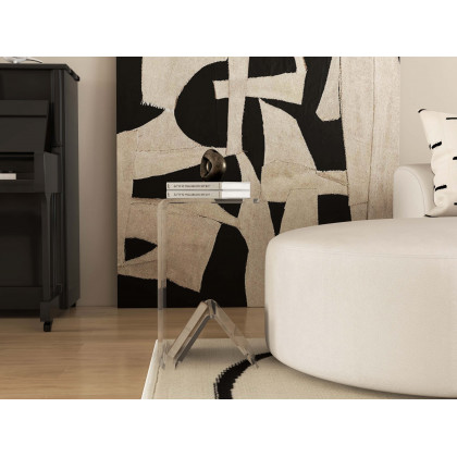 HMR C-shaped End Table with Storage Transparent Acrylic Small Space Side Table - Clear
