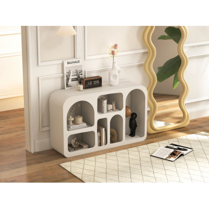 HMR - Codiys Art Deco Storage Japandi Console Table White Arched Shelves Entryway Cabinet