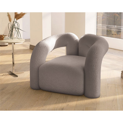 HMR - Japandi Boucle Accent Chair Shaggy Armchair for Living Room