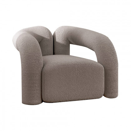 HMR Japandi Boucle Accent Chair Shaggy Armchair for Living Room - Gray