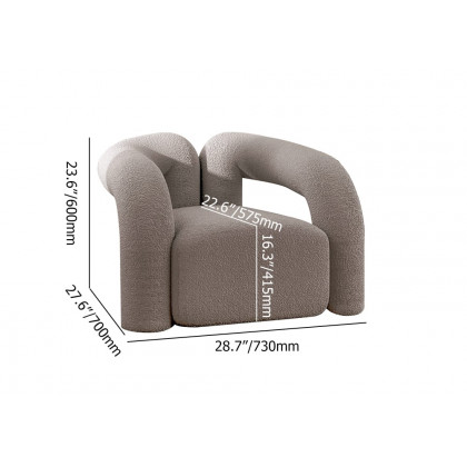 HMR Japandi Boucle Accent Chair Shaggy Armchair for Living Room - Gray