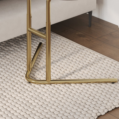 HMR - Walnut & Gold C-shaped Lift Top Adjustable Side Table