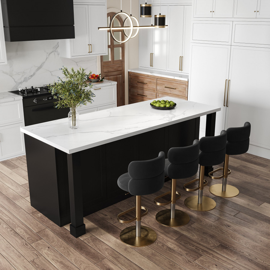 HMR 72'' Modern Kitchen lsland with Wine Storage - Black, Sintered Stone