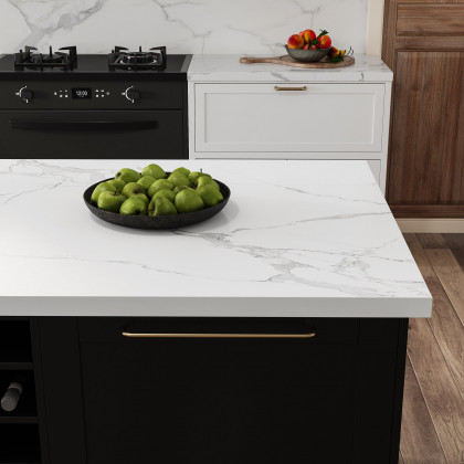HMR 72'' Modern Kitchen lsland with Wine Storage - Black, Sintered Stone