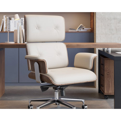 HMR Modern Standing Computer Desk & Upholstered Swivel Task Office Chair Set (59.8" ) - White