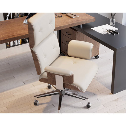 HMR Modern Standing Computer Desk & Upholstered Swivel Task Office Chair Set (59.8" ) - White