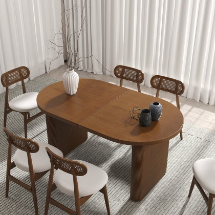 HMR Japandi Oval Extendable Dining Table - Walnut, 79"-94" (seats 6-10)