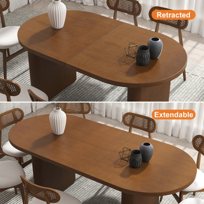 HMR Japandi Oval Extendable Dining Table - Walnut, 79"-94" (seats 6-10)
