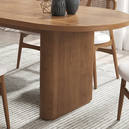 HMR Japandi Oval Extendable Dining Table - Walnut, 79"-94" (seats 6-10)