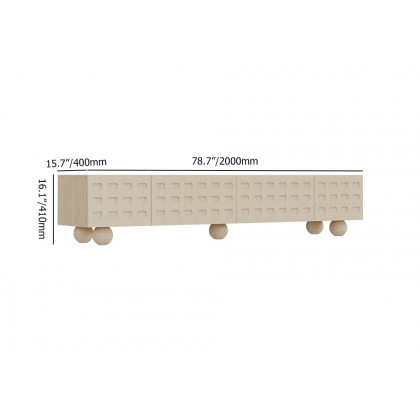 HMR - 78.7" Whitewash Wood TV Stand with Storage Wabi-Sabi 4 Cabinets Round Legs TV up to 80"