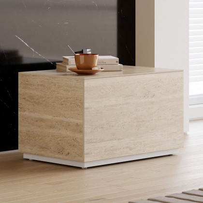 HMR 23" Sintered Stone Floor Nightstand with Drawer - Beige, Number Of Drawers: 1, Single