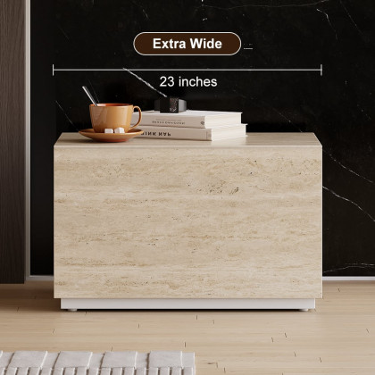 HMR 23" Sintered Stone Floor Nightstand with Drawer - Beige, Number Of Drawers: 1, Single