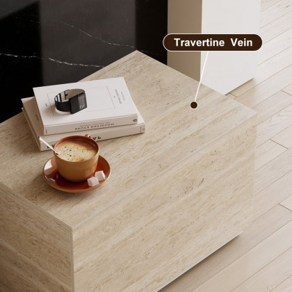 HMR 23" Sintered Stone Floor Nightstand with Drawer - Beige, Number Of Drawers: 1, Single