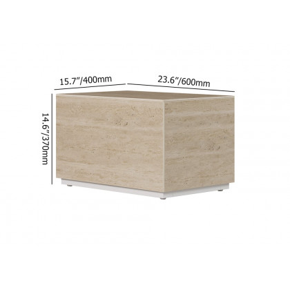 HMR 23" Sintered Stone Floor Nightstand with Drawer - Beige, Number Of Drawers: 1, Single