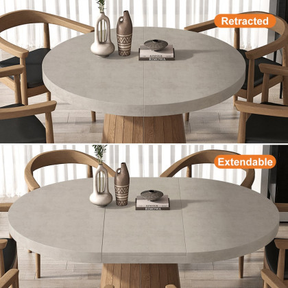 HMR - Dining Set 39"-55" Japandi Extendable Dining Table Gray with 6 Chairs