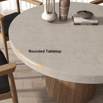 HMR - Dining Set 39"-55" Japandi Extendable Dining Table Gray with 6 Chairs