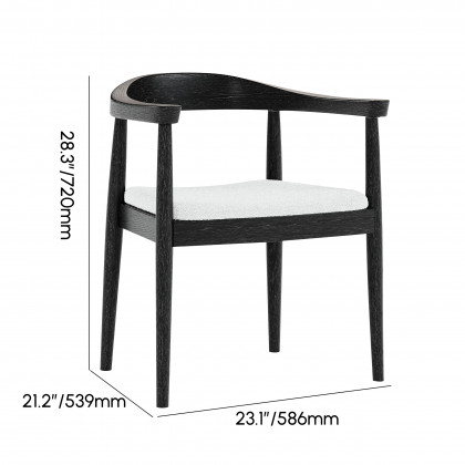 HMR Modern Wood Upholstery Dining Chair - Black, Boucle, 1-Piece