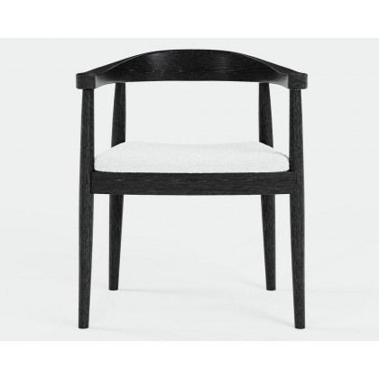 HMR Modern Wood Upholstery Dining Chair - Black, Boucle, 1-Piece