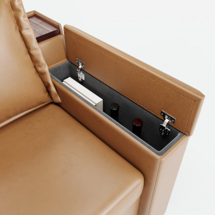 HMR 83" King 3-Seater Leather Sleeper Sofa with Speaker & USB Ports - Brown
