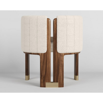 HMR Leather Fluted Upholstered Accent Chair with Wood Frame (Set of 4) - White
